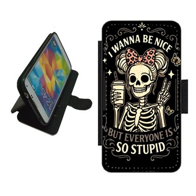 People So Stupid Funny Handyhülle Wallet für iPhone Samsung Flip Cover STU1