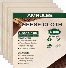 Amrules Cheese Cloths For Straining 6pcs 20x20 Inch Grade 100 Cheese Cloth Amrules Cheese Cloths For Straining 6pcs 20x20 Inch Grade 100 Cheese Cloth