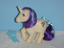 Vintage My Little Pony Unicorn GLORY pony  brush  new ribbon 1983 1984