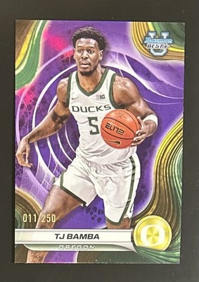 2024-25 Bowman U Best Purple Refractor 11/250 TJ Bamba #80 Oregon Ducks