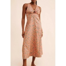 Madewell Stephanie Twist-Front Boho Vibe Midi Dress  Floral Print 8 NEW $138