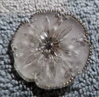 Vintage Antique Clear Glass & Metal Flower Button