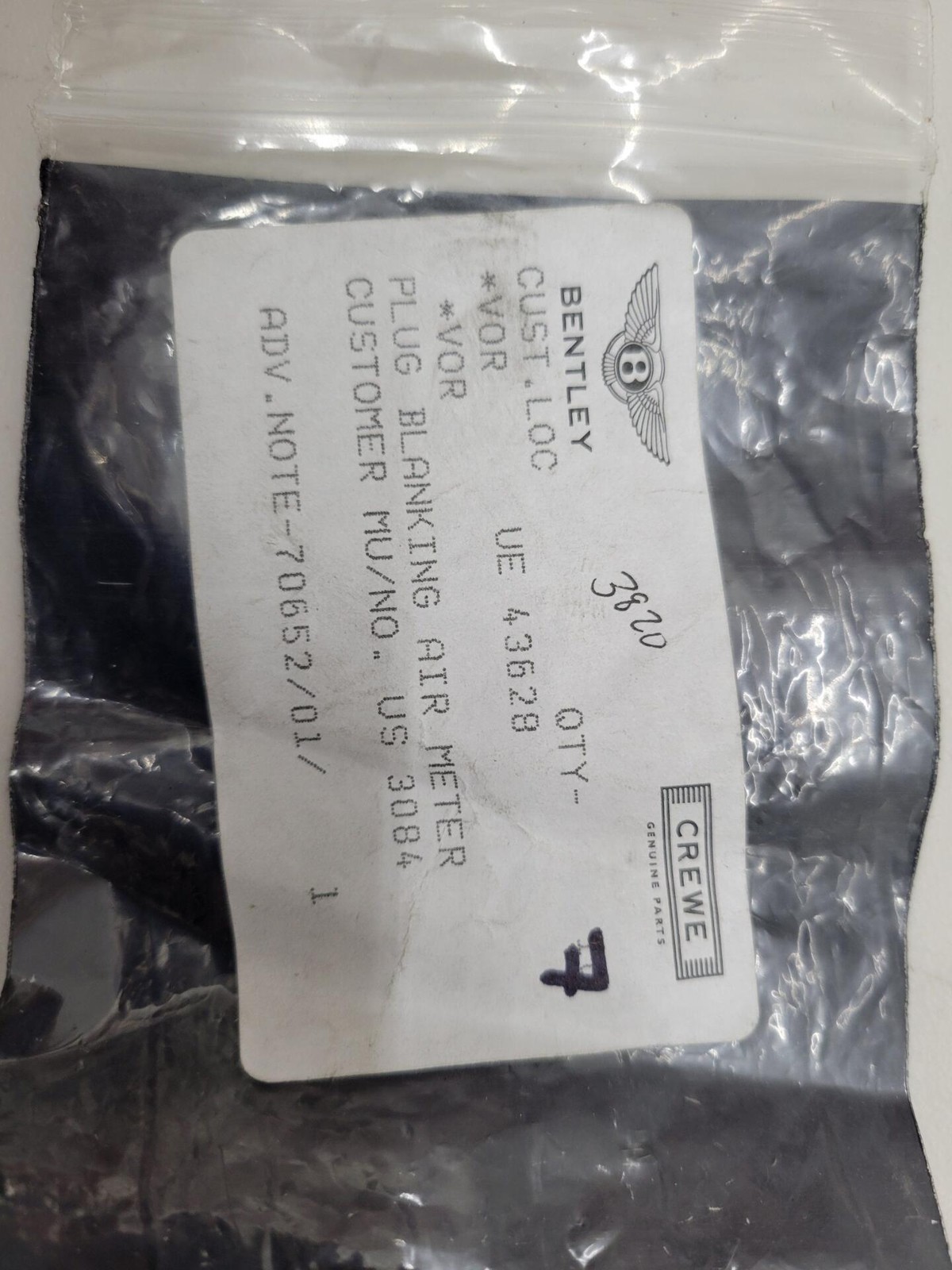 Rolls Royce / Bentley Plug Blanking Air Meter UE43628