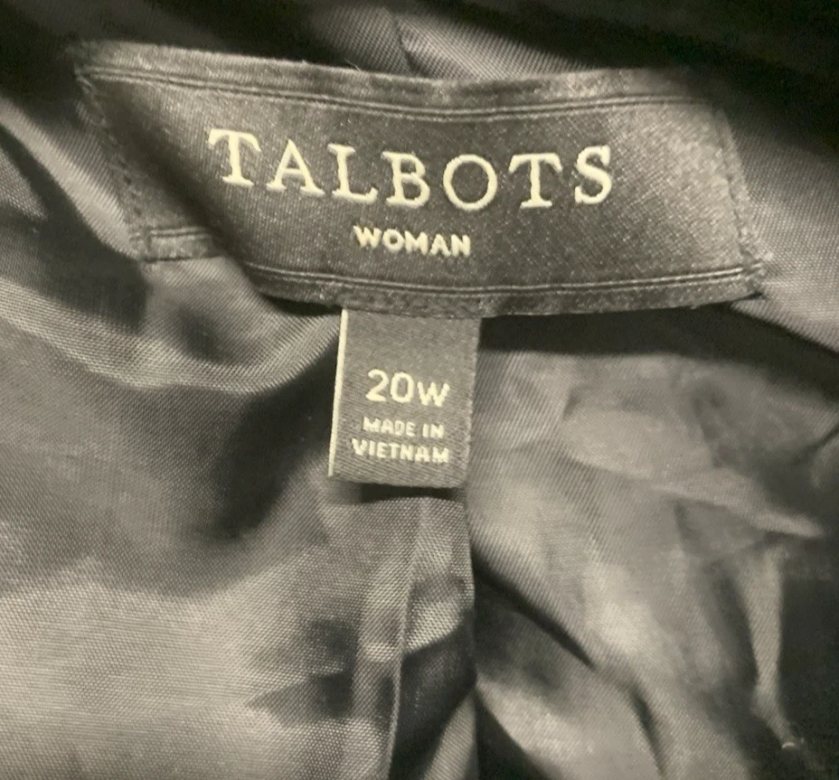 Blazer para mujer Talbots talla grande 20W chaqueta traje negro pesado Foto 2 de 4
