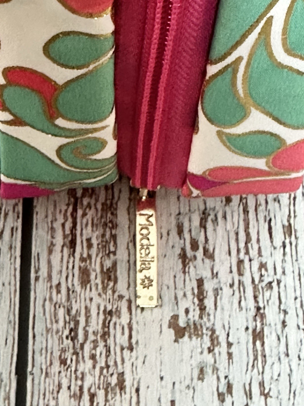 Modella Hanging Cosmetic Makeup Bag Pink & Teal Swirl Pattern Travel Organizer