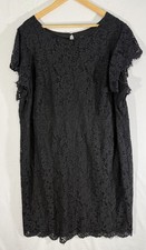 Romans Nwot Black Lace Lined Dress Size 28W Flutter Sleeve Little Black Dress