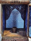 Vintage 15” Moroccan Candle Lantern Brown With Blue Decorative — photo 6