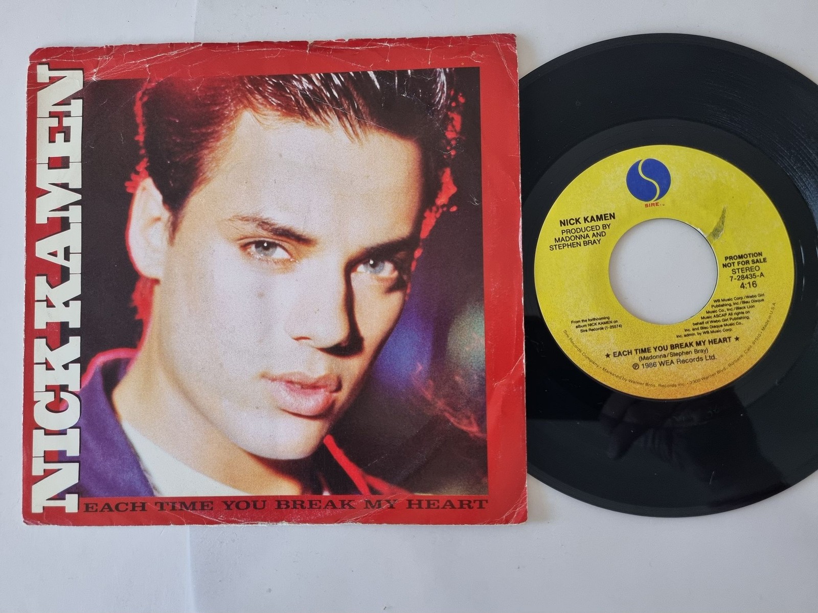 Nick Kamen & Madonna - Each time you break my heart US 7'' Single PROMO 2 MIXES