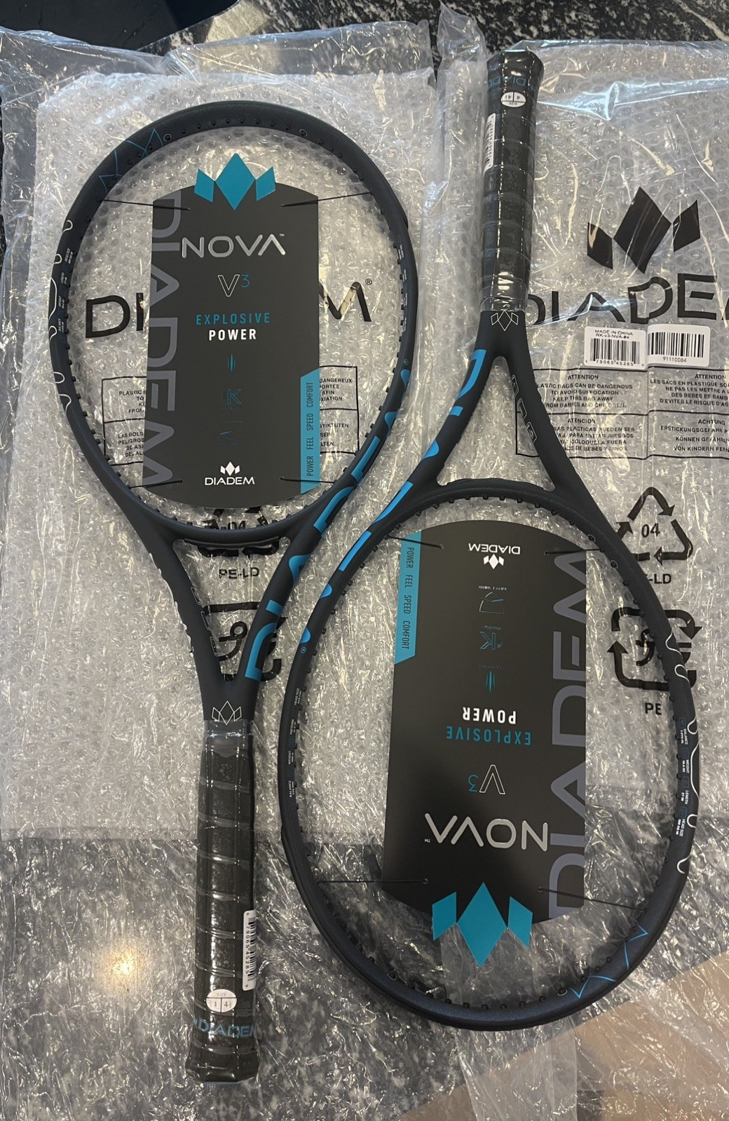 Lot Of Two (2) Diadem Nova 100 v3 tennis racquets- 4 1/2&rdquo; 