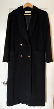 Vintage Christian Dior Black Wool Long Coat Women's Size 6 Made in USA