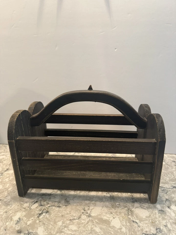 Vintage American Wood Storage Caddy Rustic Farmhouse Country - Image 4 of 4