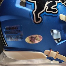 AIDAN HUTCHINSON Signed Detroit Lions Blue Speed Riddell Mini Helmet COA Holo