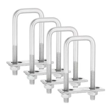 4 Sets 304 Stainless Steel Square U-Bolts 1.37" Inner Width 3.35" Length M8