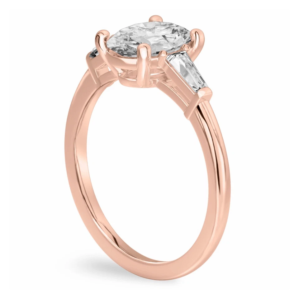 Diamond Rose Gold Ring For Engagement Lab Grown Oval 1.3 Carat IGI Certified 18k - Image 3 of 4