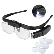 1.5X-4.5X LED Magnifying Folding Eyeglasses USB Charging Reading Repair Loupes