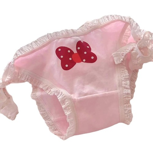 Women s Sweet Ruffle Lace Trim Tie Side Panties Japanese Anime Underwear Briefs - Picture 12 of 12