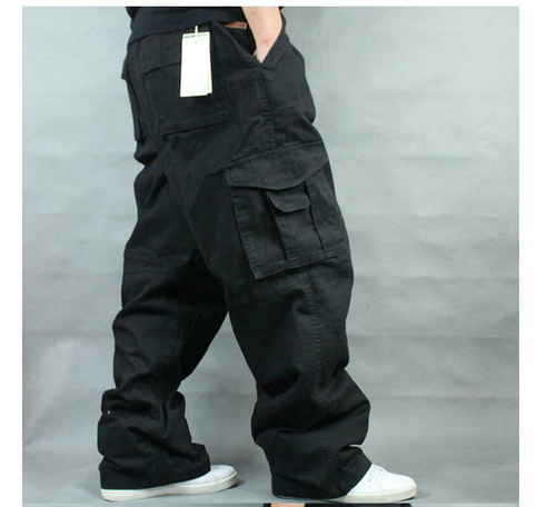 UK Mens Army Combat Loose Baggy Casual Cargo Pants Cotton Outdoor Work Trousers- - Picture 8 of 14