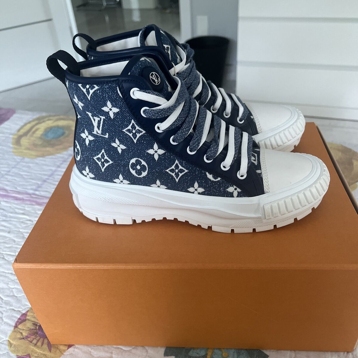 Louis Vuitton Squad Snickers Boot Monogram Denim NavyBlue Louis Vuitton Squad Snickers Boot Monogram Denim NavyBlue