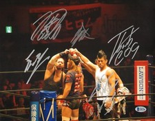 Tetsuya Naito Bushi Evil Sanada Hiromu Takahashi Signed 11x14 Photo BAS COA Auto