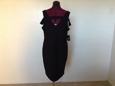 NWT ADRIANNA PAPELL 160 Cold Shoulder Knit Body-Con Dress Black Sz 16 Current