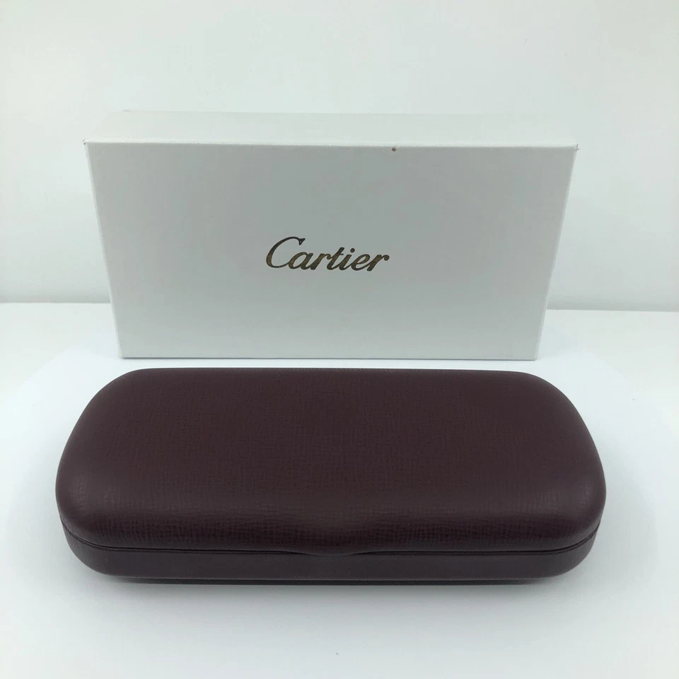全新 正品 复古 卡地亚 硬壳 红色皮革眼镜 太阳镜盒 — 第 2/4 张图片