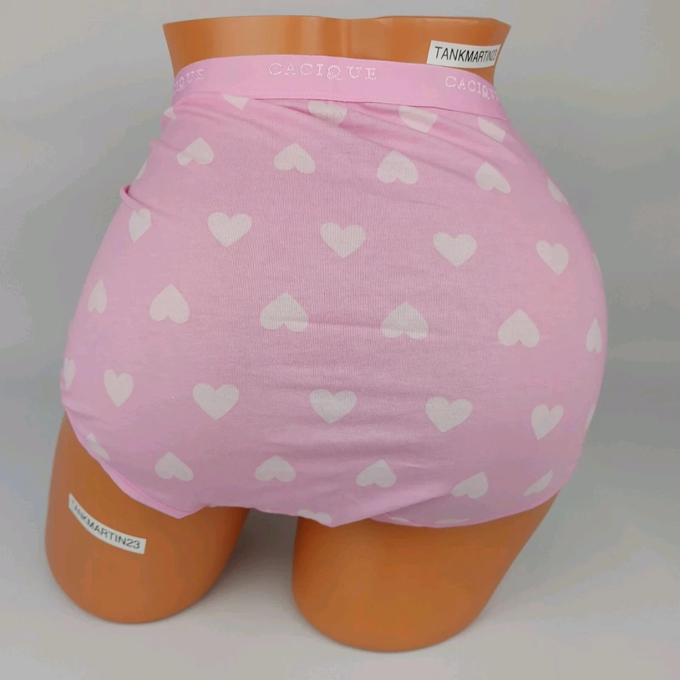 Lane Bryant Cacique Cotton Full Brief Plus 22/24 Pink with Pink Hearts - Image 4 of 4