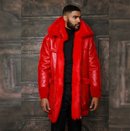 red mens fur coat