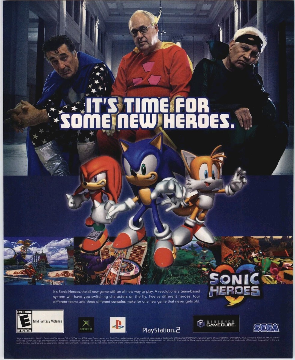 Sonic Heroes PlayStation PS2 Video Game Art Promo 2004 Vintage
