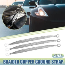 Tinned Copper Engine Ground Strap Wire 9.84"x 8mm Rings Terminal for Car 3pcs