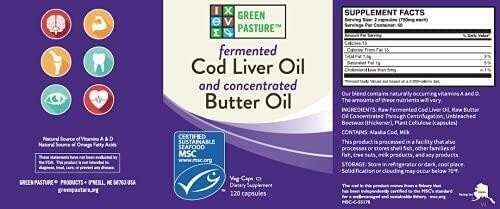 Green Pasture Blue Ice Royal Butter Oil / Fermented Cod Liver Oil Blend - 120