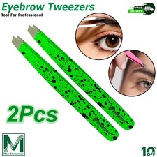 Professional Tweezers Precision Lashes Razor Stainless Steel Eyebrow 2 PCS SET