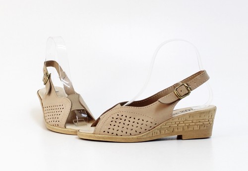 Sandalen Lady Comfort Keilabsatz Leder beige Gr. 37 - Bild 5 von 9