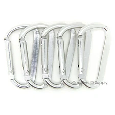 500pcs 2.25" SILVER Aluminum Carabiner D Shape, Keychain Clip Hook Snap Clip