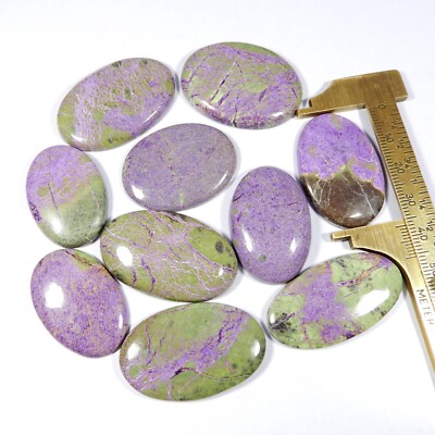 Natürlicher lila Stichtit Edelstein oval Großhandel Menge 10 Stck. Cabochon 3...