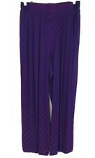 VTG Norton McNaughton Pull On Pants Wide Leg Purple Checkered Woven EUC Size 12