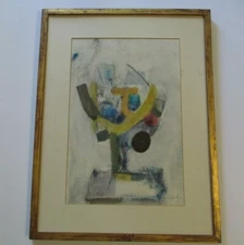 FREDERICK LARKE VINTAGE PAINTING ABSTRACT MODERNIST EXPRESSIONISM ILLINOISE 1960