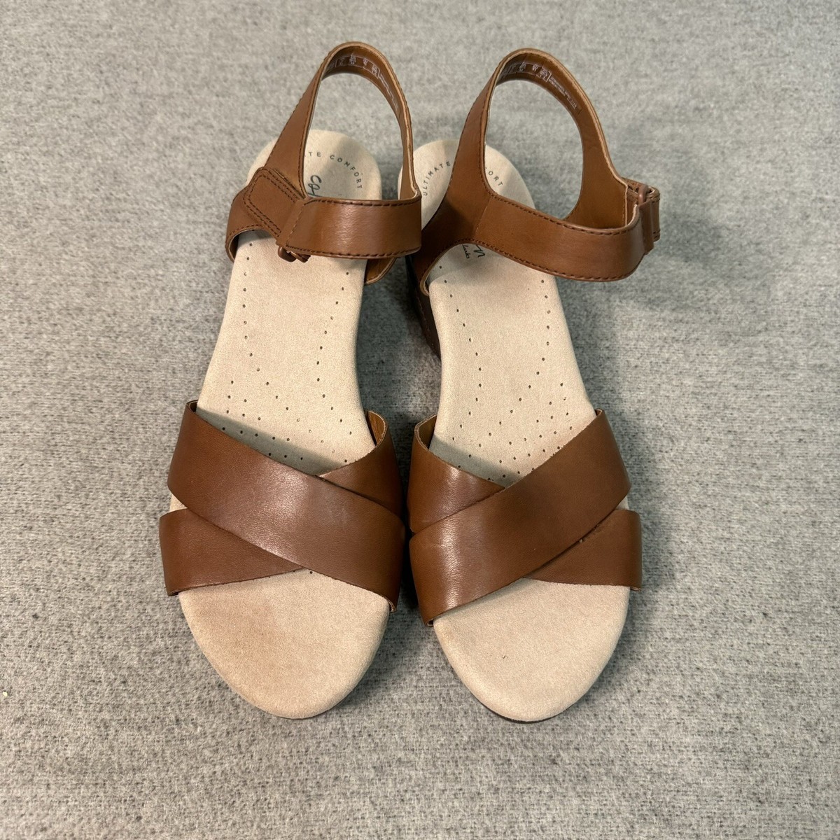 Clarks Sandals Women Mahogany Leather Lynette Deb Casual Wedge Comfort  Walk