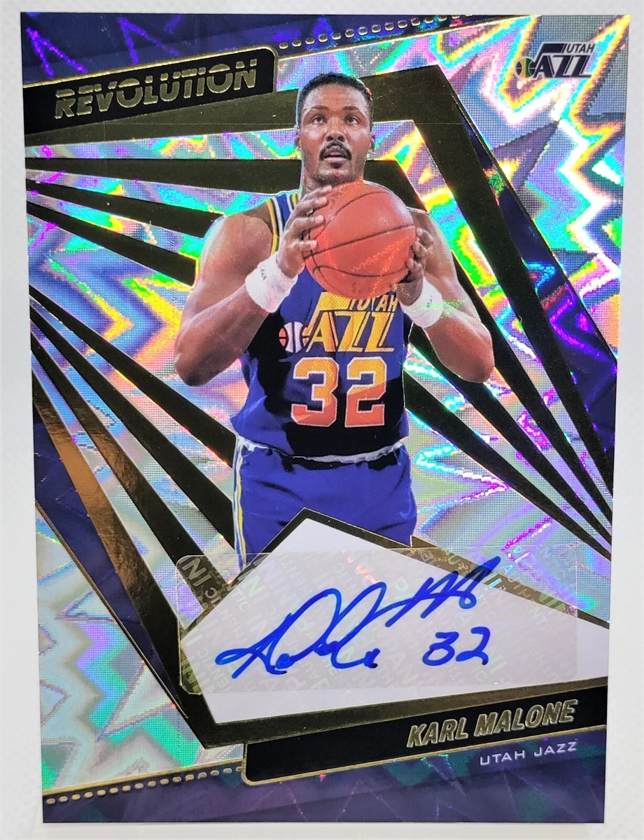 /100 Karl Malone 2021-22 Revolution Auto Autograph FRACTAL Holo Utah Jazz AG-KML