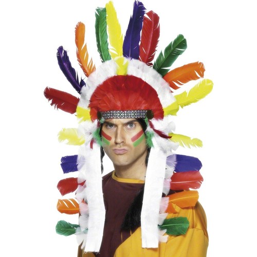 Indianerhäuptling Kopfschmuck mit Federn Indianerschmuck Indianer Mehrfarbig