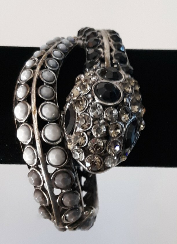 Snake Hinged Cuff Bracelet Bangle Metal Rhinestone Se… Gem