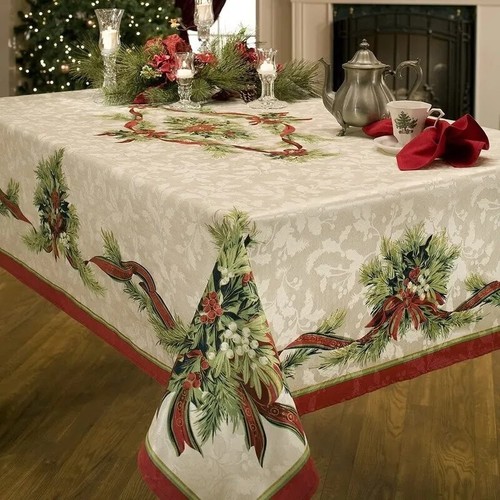 Mantel impermeable de Navidad para decoración de mesa fiesta antimanchas mesas decoración - Imagen 16 de 25