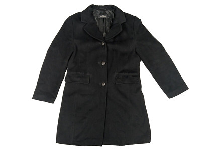 DINO MODA Woll-Mantel Damen 38 Schwarz Wolle /Angora Einreihig