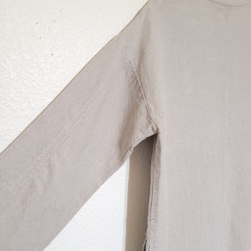 Eileen Fisher Organic Linen Mandarin Collar Long Length Jacket Size S Sand - Picture 7 of 9