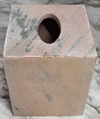 Tissue Box Cover. Kassatex Fine Linens. Pink Stone With Marbling. India. Heavy - Picture 8 of 12