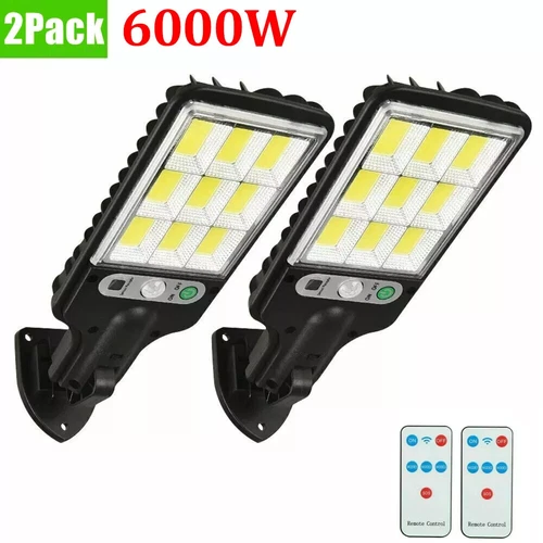 2Stk 6000W LED Solar Straßenlaterne Bewegungsmelder Sicherheit Außen Gartenlampe - Bild 1 von 12