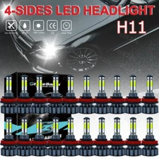 4 Side H11 LED Headlight Kit 6000K White Fog Light Bulb High Low Beam 80W Lamp
