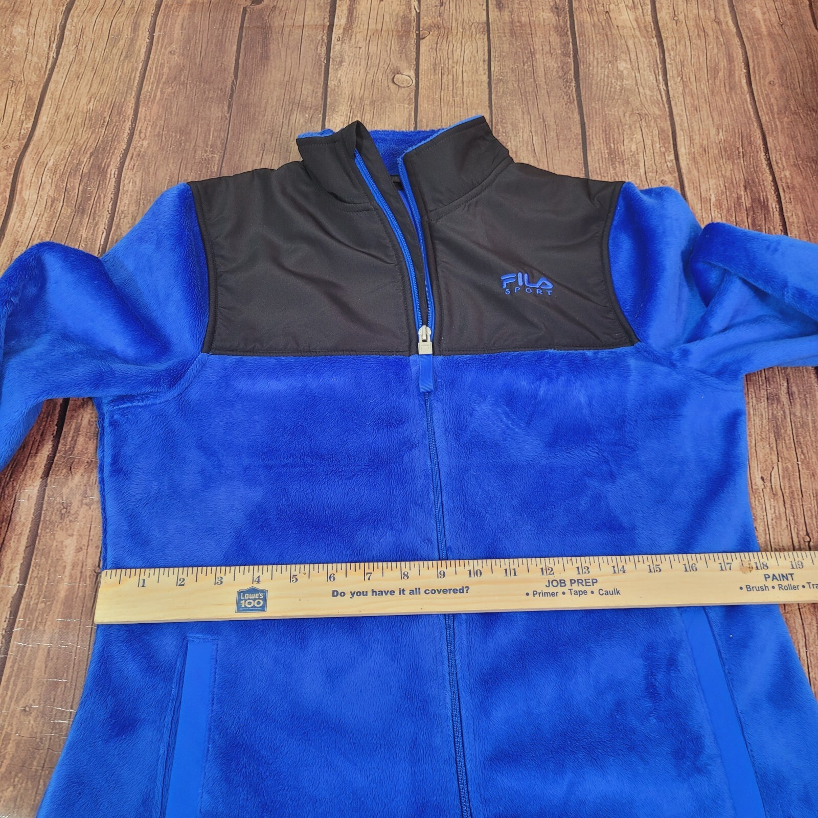 Giacca da donna Fila Sport blu S pelliccia sintetica cerniera intera tasche colletto