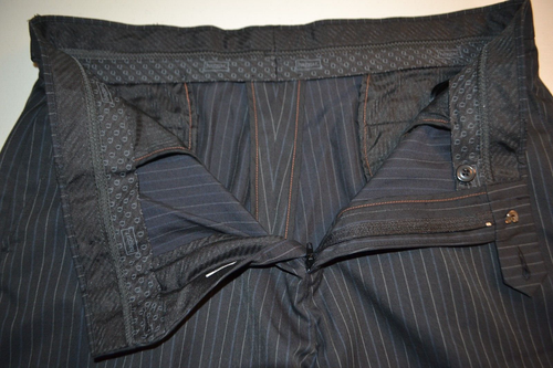 Haggar Men Black Pinstripe Daul Vented 3 Front Button Suit Sz 42R Wst 36x28 - Picture 18 of 20