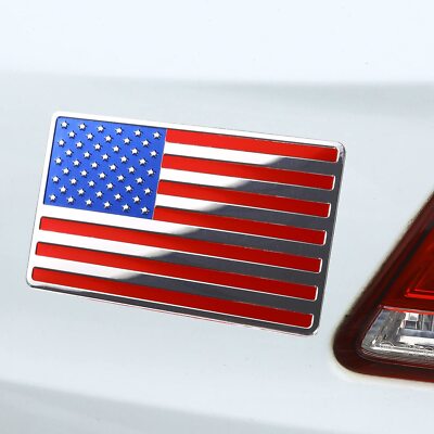 6 Pcs 3D Aluminum Alloy American US Flag Decal USA Flag Car Stickers - 3'' X 2''