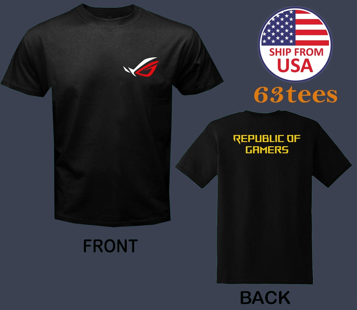 ASUS ROG Republic of Gamers Computers Men's Black Size S to 3XL
